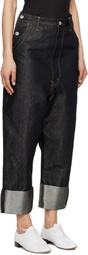 Junya Watanabe Black Cotton Cupro Glitter Denim Jeans
