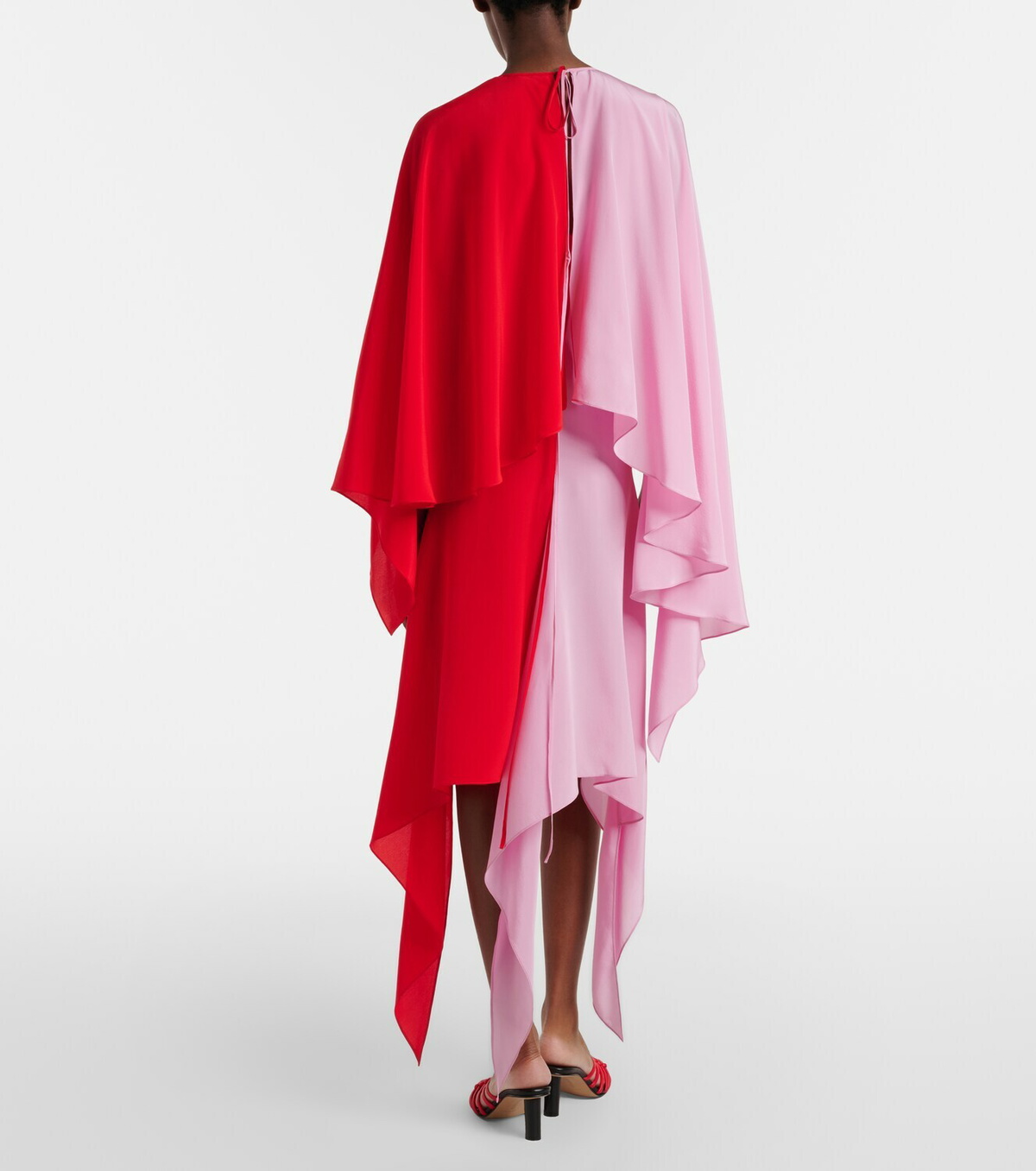 JW Anderson Draped caped silk midi dress
