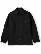 Valentino - Valentino Garavani Oversized Cotton, Wool and Silk-Blend Jacket - Black