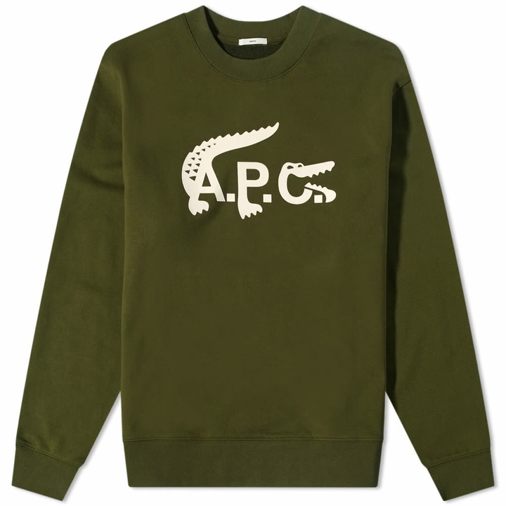 Photo: A.P.C. x Lacoste Crew Sweat in Khaki