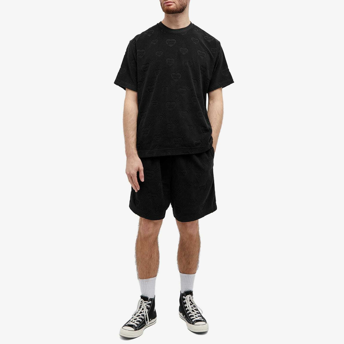 Human Made Men's Heart Pile T-Shirt in Black Human Made
