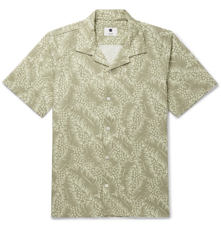 Photo: NN07 - Camp-Collar Printed Stretch-Cotton Seersucker Shirt - Green
