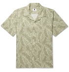 NN07 - Camp-Collar Printed Stretch-Cotton Seersucker Shirt - Green