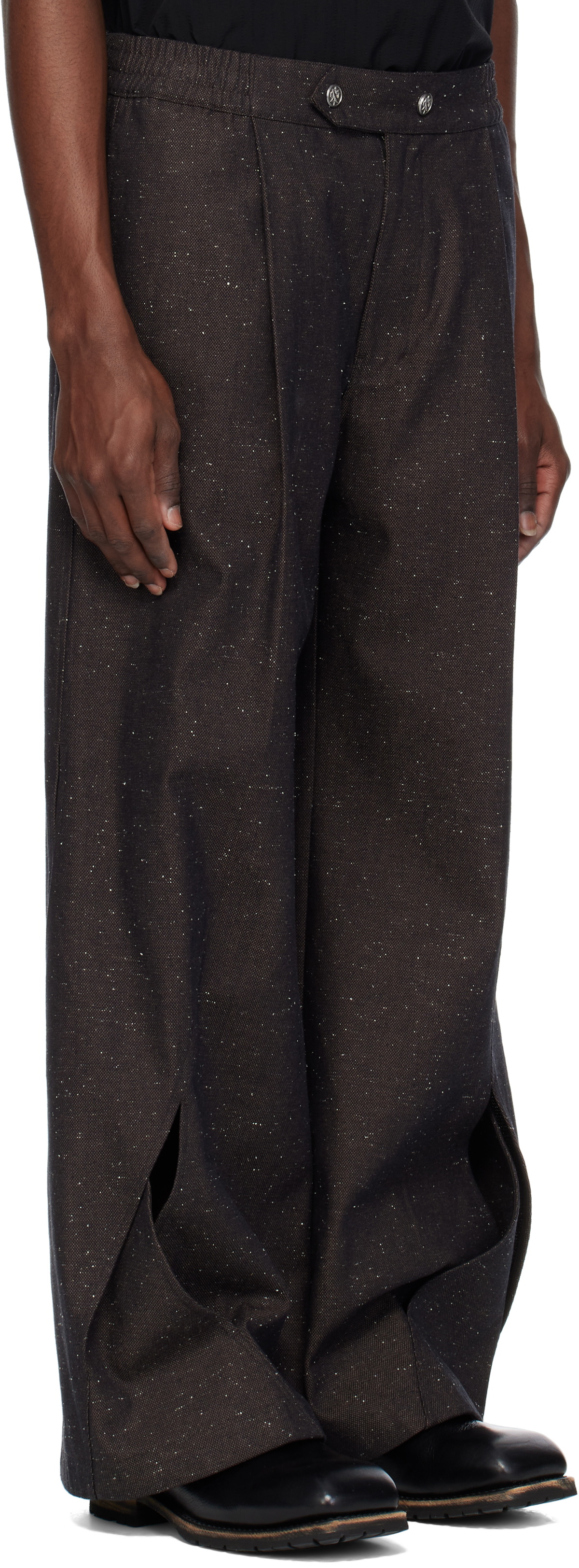 NULLUS Brown Intertwined Structure Trousers NULLUS