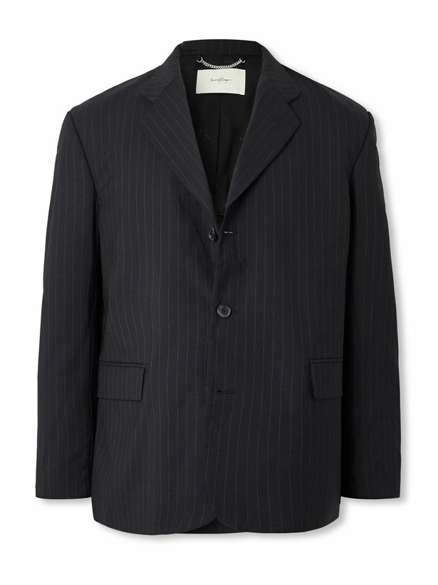 Second/Layer Black and Off-White Zig-Zag Panel Jacket Second/Layer