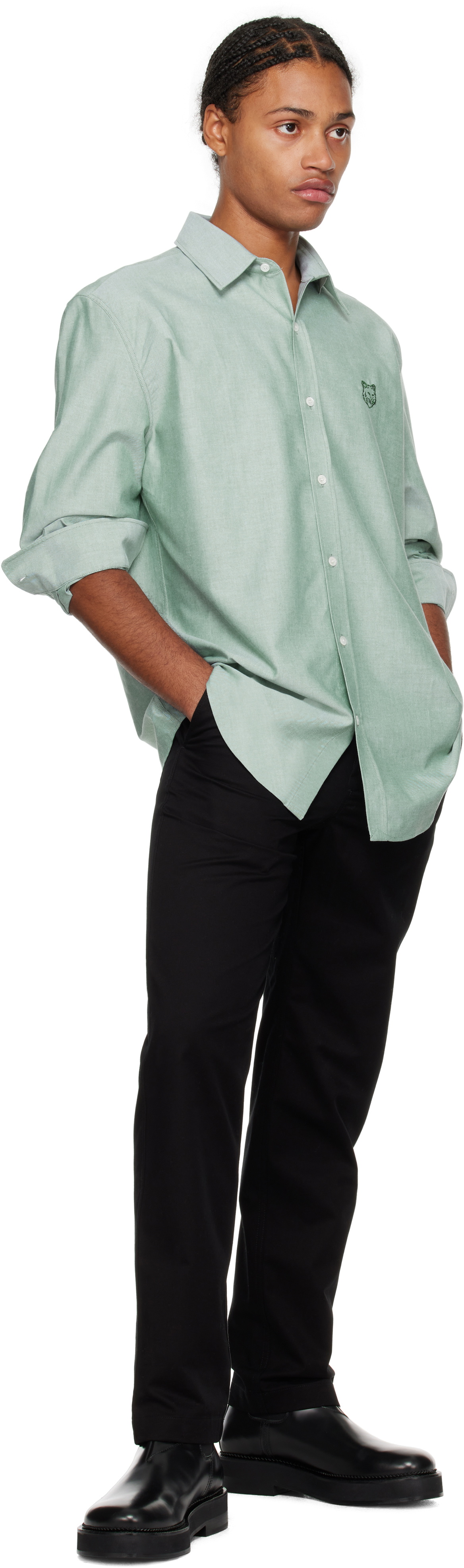Maison Kitsuné Green Contour Fox Head Skate Shirt Maison Kitsune