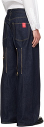 FUMITO GANRYU Navy Reverse 5P Jeans