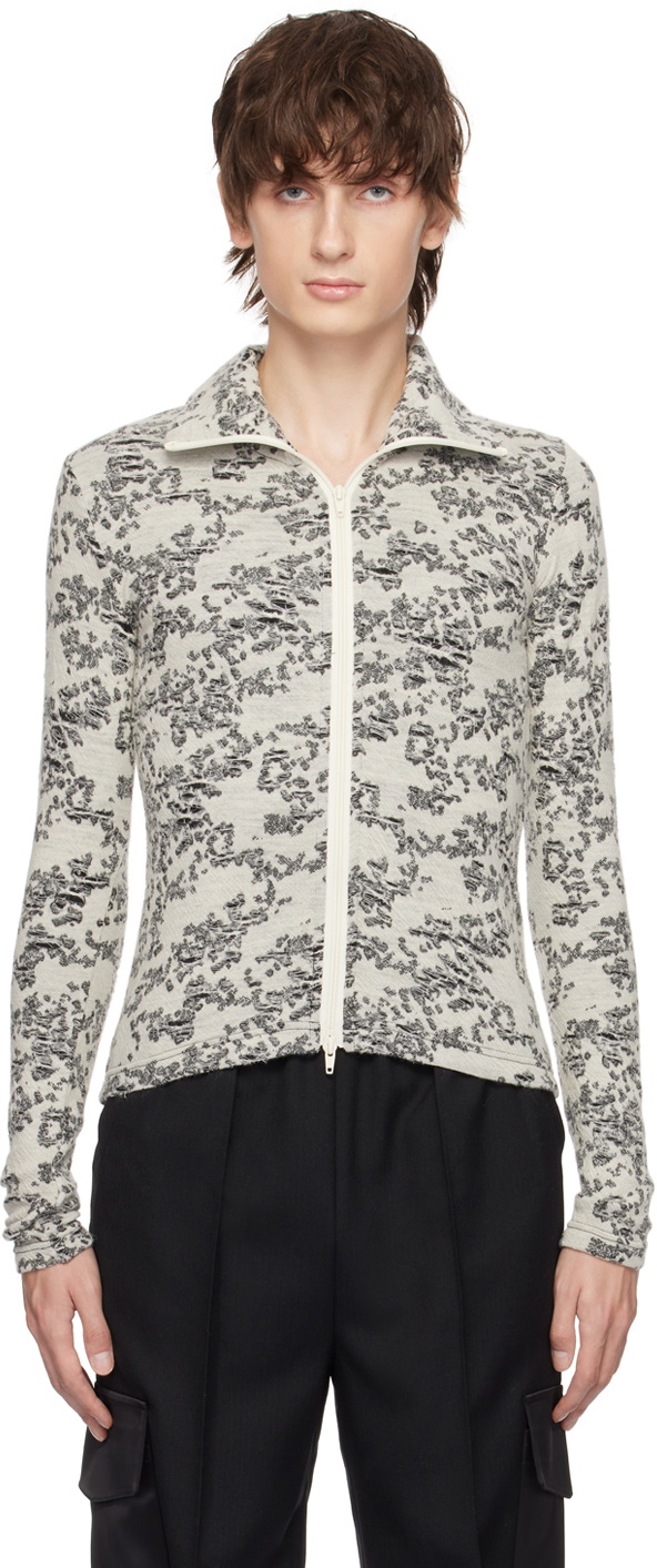 The World Is Your Oyster Black & Off-White Distressed Jacket