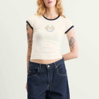 Levi's Women's Horseshoe Raglan T-Shirt in Sugar Swizzle/Dark Sapphire