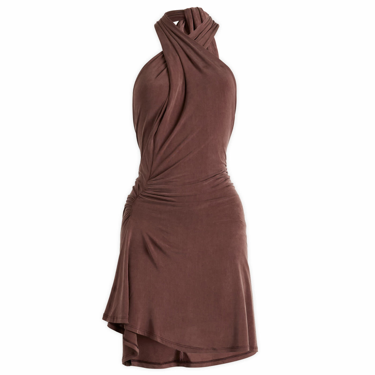 Peachy Den Women's The Kylie Halter Knot Dress in Mahogany
