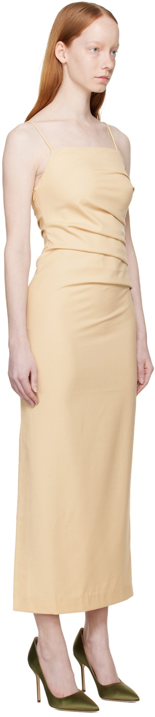 WYNN HAMLYN Beige Martha Midi Dress