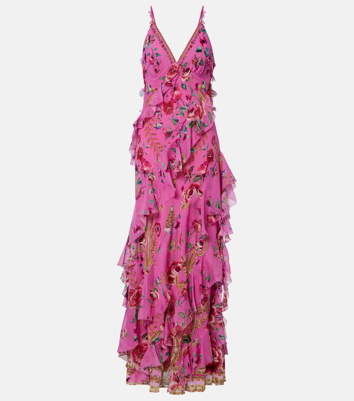 Camilla Floral ruffled silk maxi dress