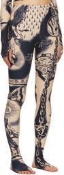 Jean Paul Gaultier Beige Graphic Leggings