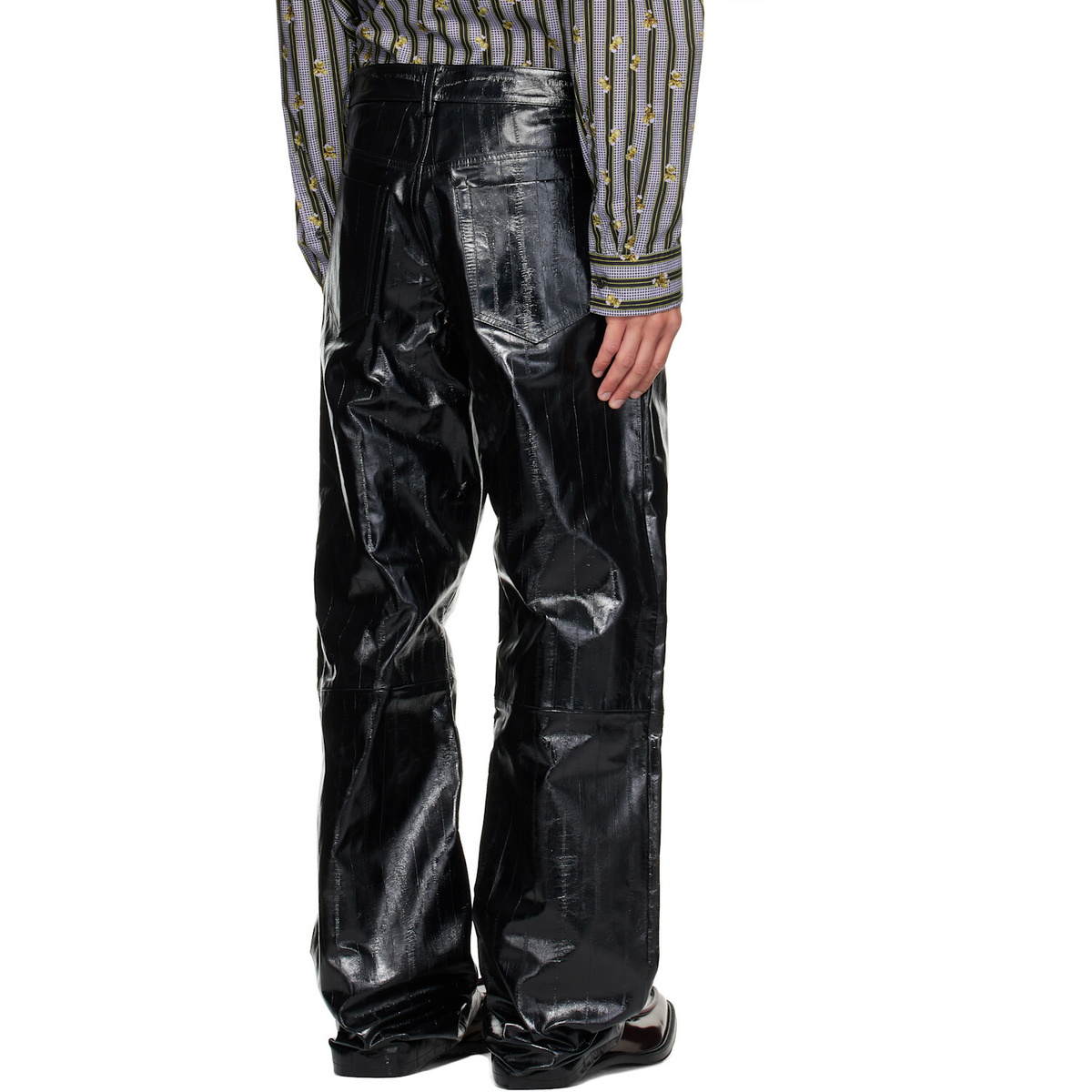 Dries Van Noten Black Loose Leather Pants