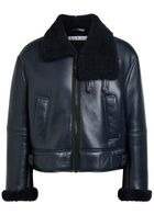 Acne Studios Shearling Leather Jacket Navy