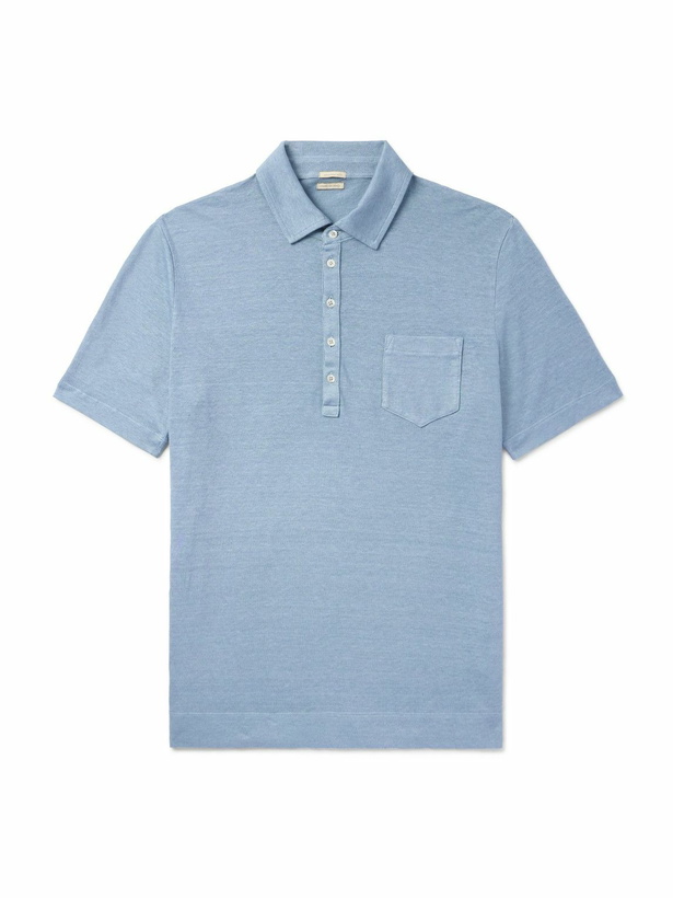 Photo: Massimo Alba - Linen and Cotton-Blend Polo Shirt - Blue