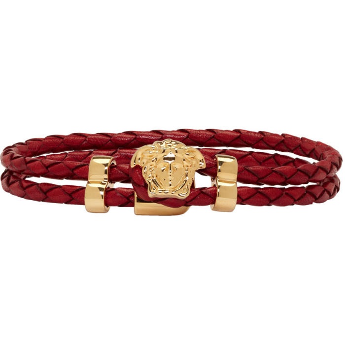 Photo: Versace Red Leather Medusa Bracelet 