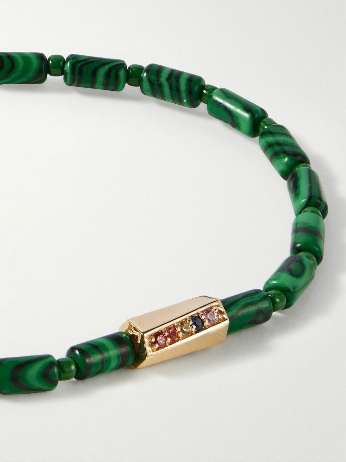 Luis Morais - Gold, Malachite and Sapphire Beaded Bracelet