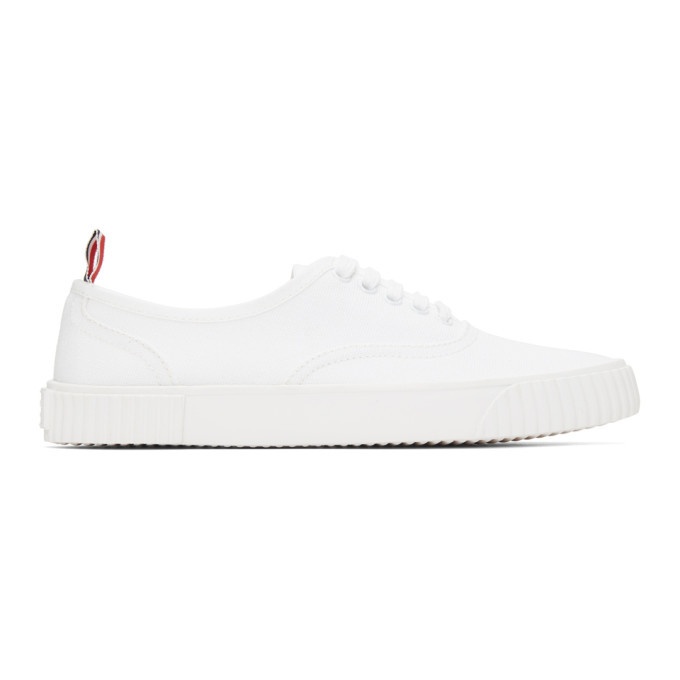 Photo: Thom Browne White Canvas Vulcanized Sneakers