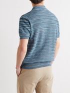 Etro - Striped Cotton Polo Shirt - Blue