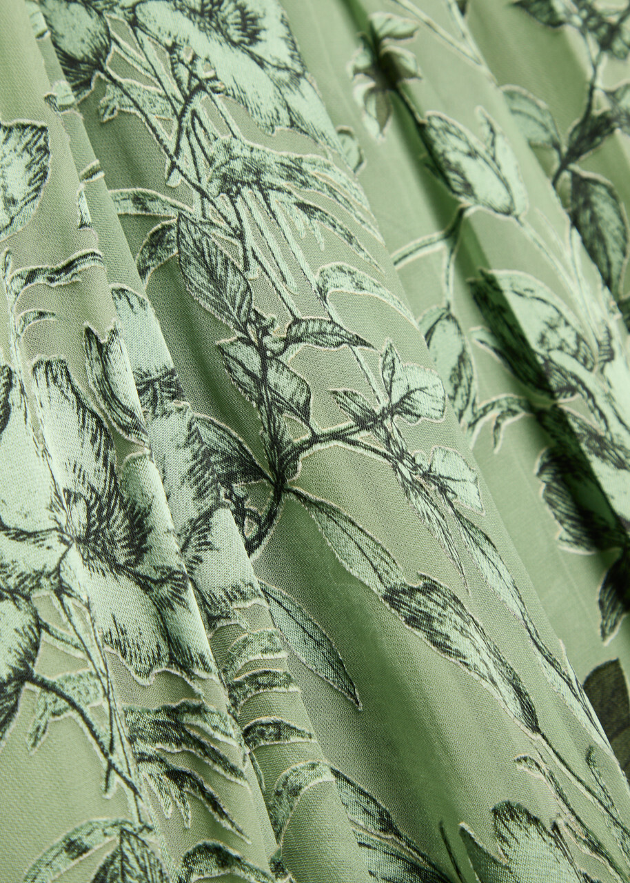 Alice + Olivia Tiana Devoré Chiffon Maxi Wrap Dress Green