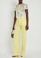 Alice + Olivia Cindy Floral-embroidered Linen T-shirt Multicoloured