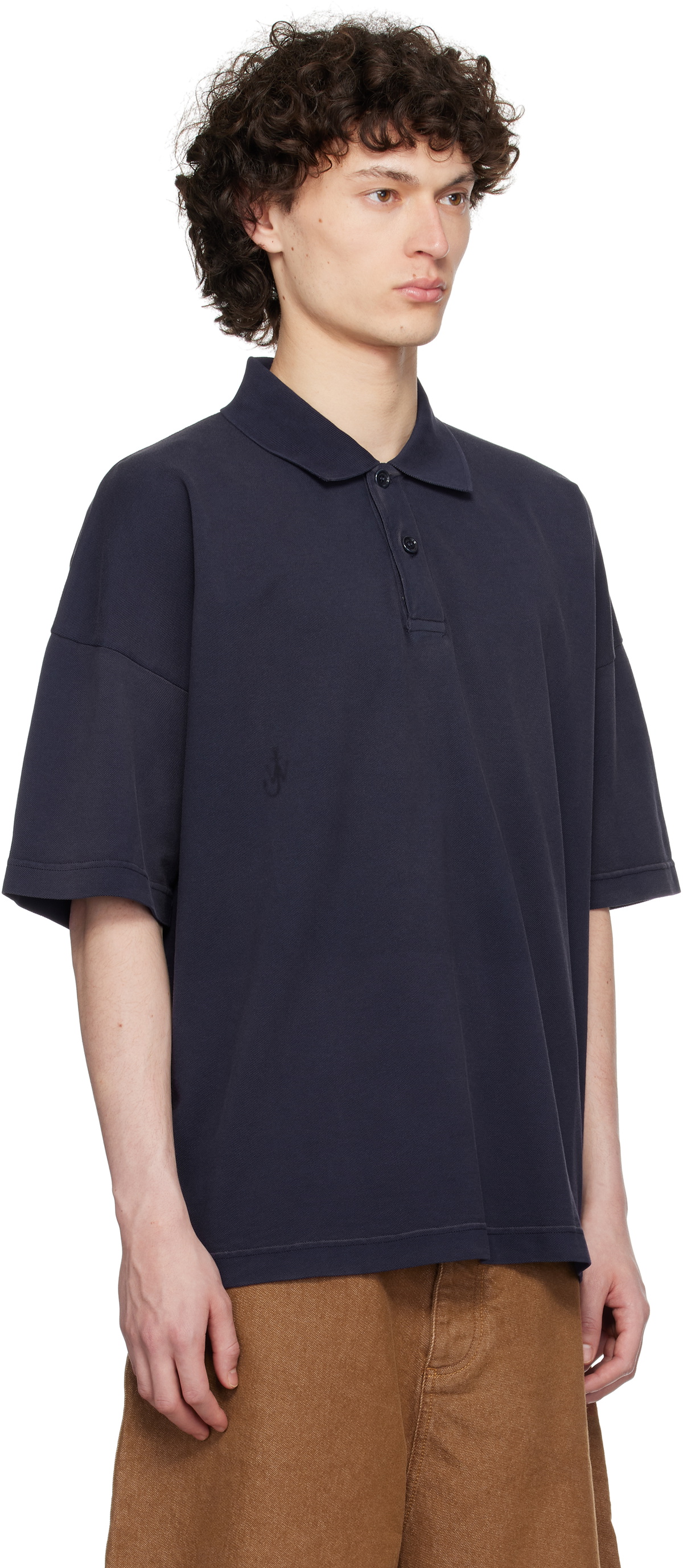 JW Anderson Navy Anchor Print Polo JW Anderson