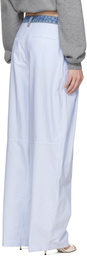 alexanderwang.t Blue & White Denim Waistband Cotton Oxford Trousers