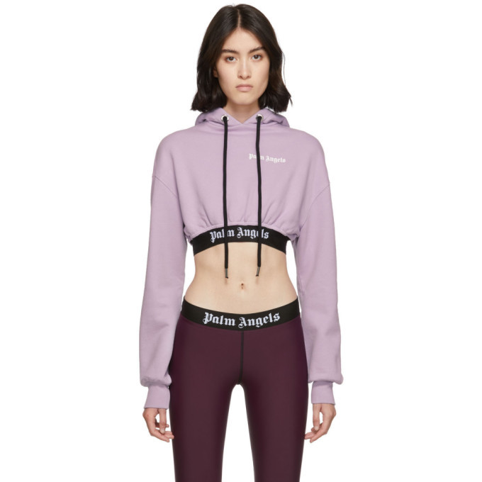 Palm Angels Purple Cropped New Basic Hoodie Palm Angels