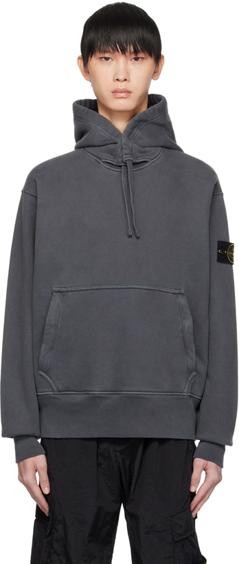 Photo: Stone Island Gray Garment-Dyed Hoodie