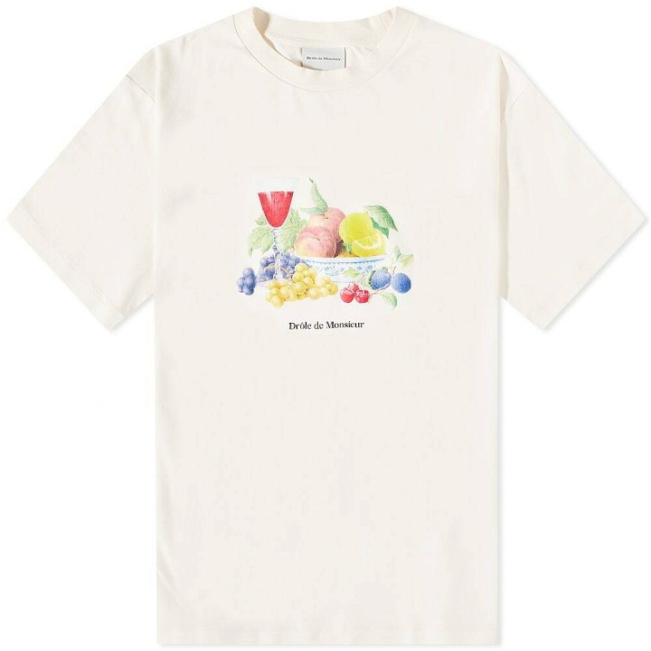 Photo: Drole de Monsieur Men's Drôle de Monsieur Fruit T-Shirt in Cream