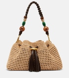 Jimmy Choo Bon Bon Medium beaded raffia bucket bag