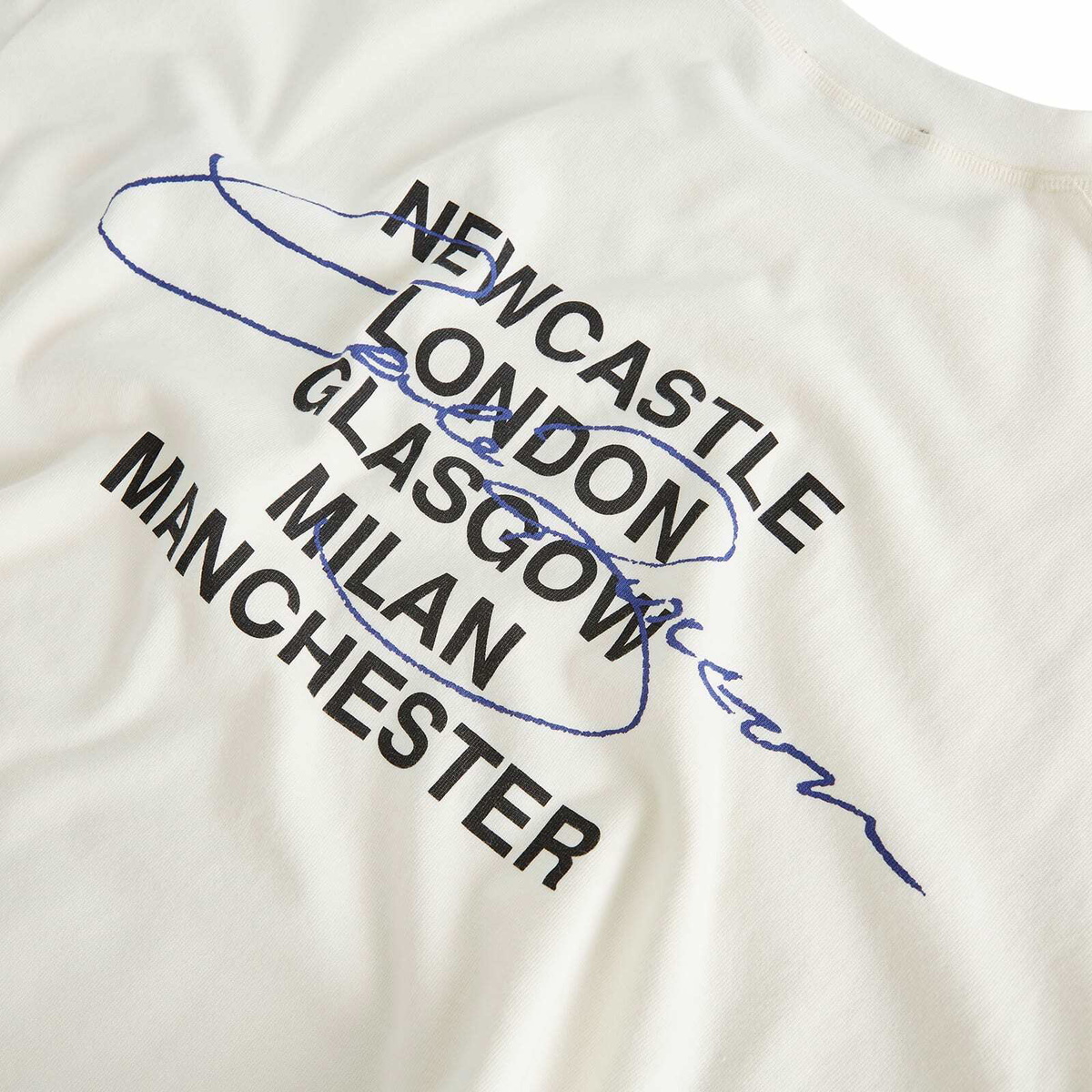 END. x Cole Buxton Signature City T-Shirt in Vintage White - Blue Text