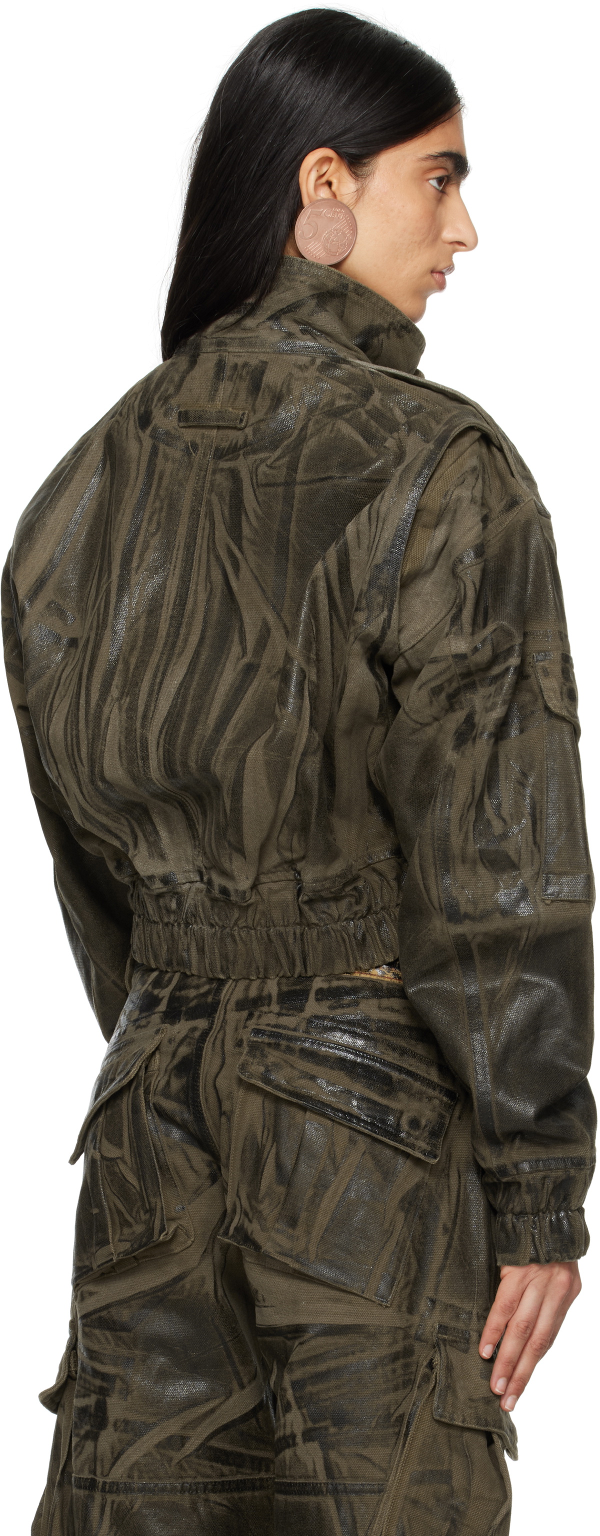 VAQUERA Khaki Painted Workwear Bomber Jacket