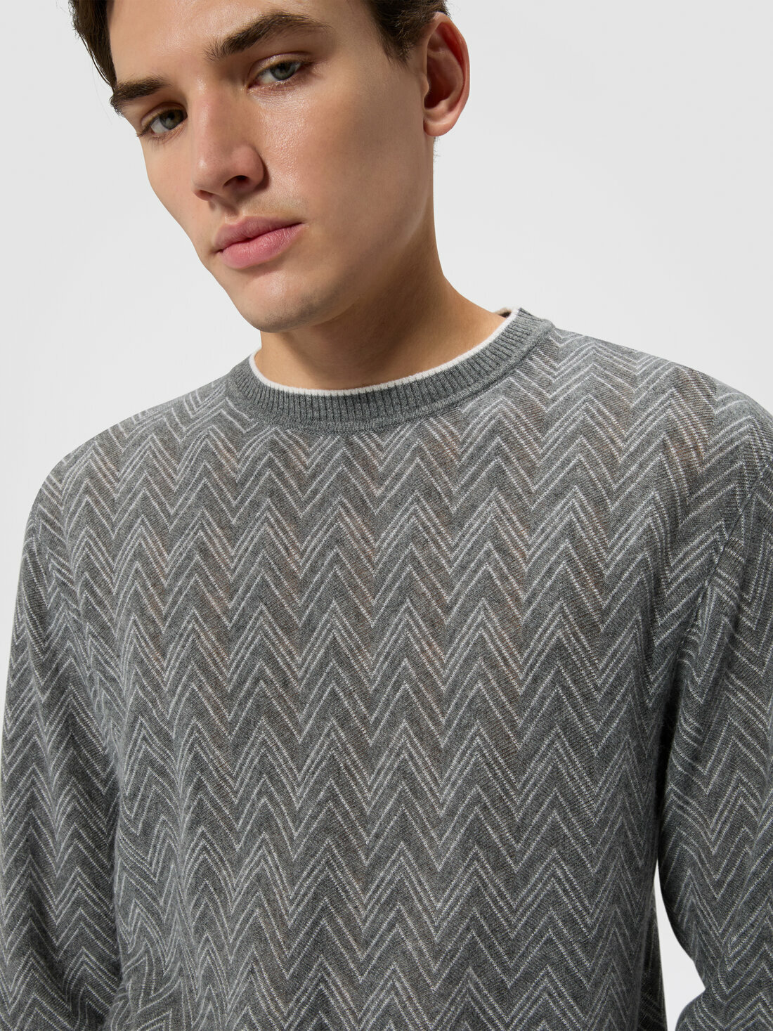 Missoni - Long-sleeve cashmere zig zag sweater, Men, Grey