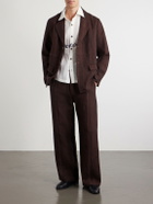Kartik Research - Rabari Embroidered Straight-Leg Linen Suit Trousers - Brown
