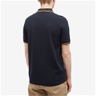 Fred Perry Men's Slim Fit Twin Tipped Polo Shirt in Navy/Dark Caramel
