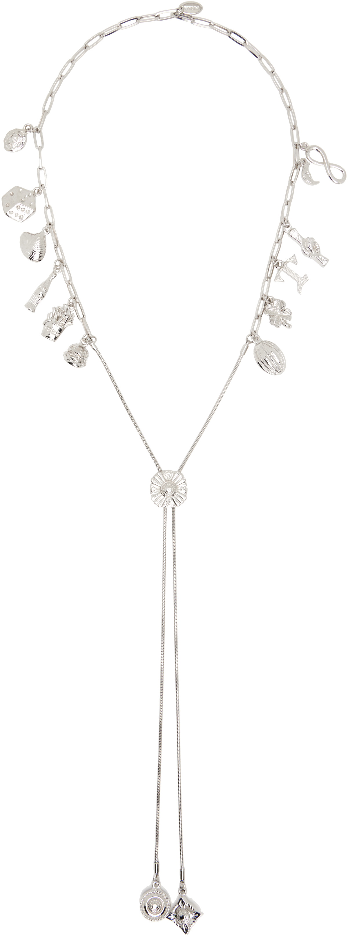 Toga Pulla Women's Metal Chain Loop Tie Necklace in Silver Toga Pulla