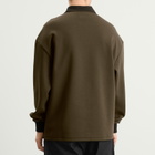 AMIRI Men's MA Oversized Long Sleeve Polo in Dark Brown