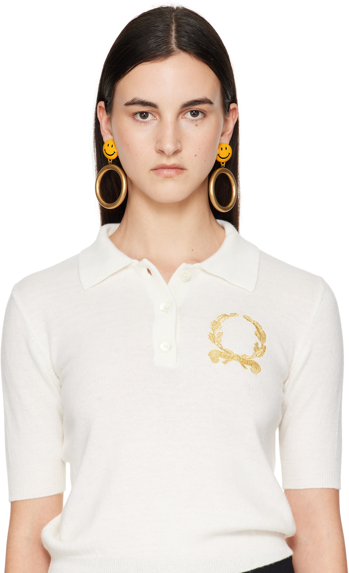 Moschino Gold Smiley Drop Earrings