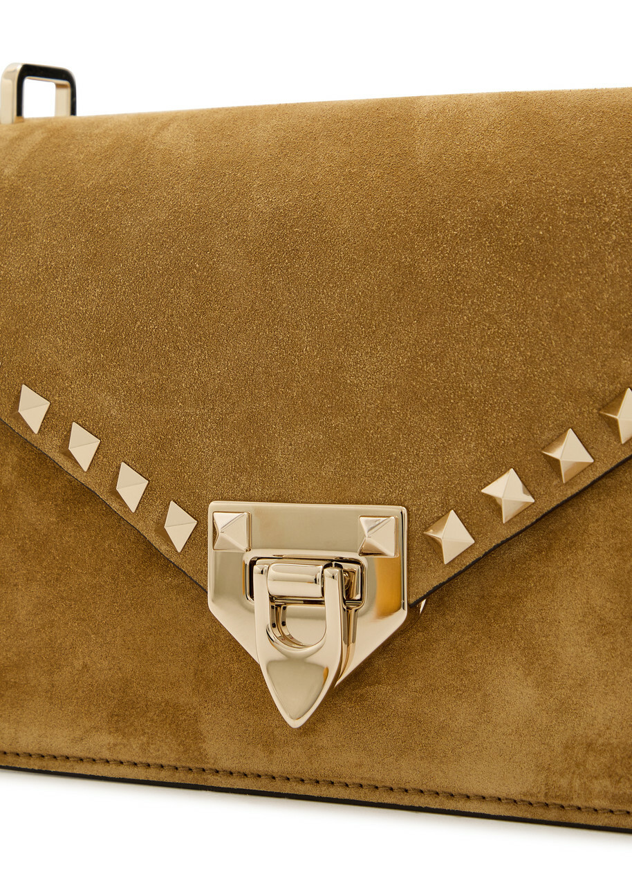 Valentino Garavani Rockstud Small Suede Shoulder bag - Beige - One Size