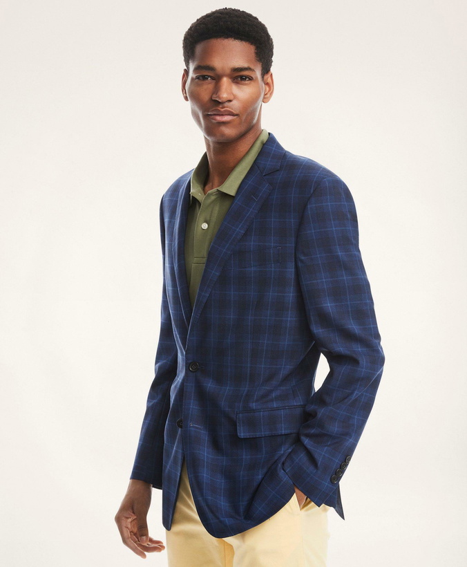 Photo: Brooks Brothers Men's Regent Classic-Fit Overcheck Sport Coat | Blue