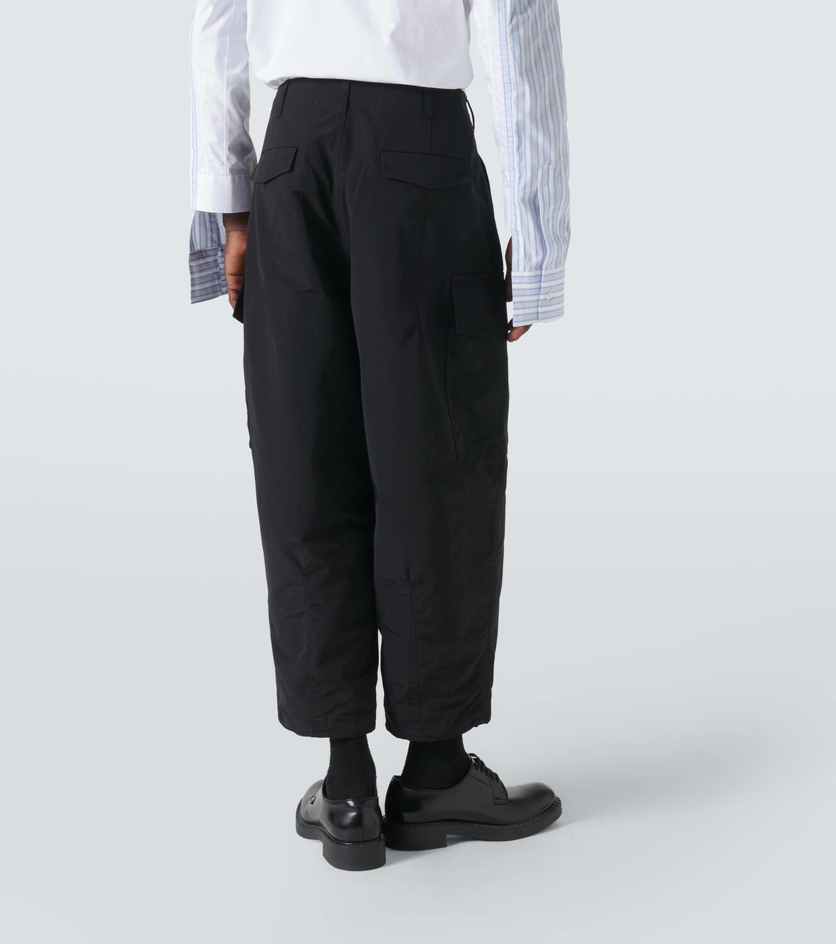 Comme des Garçons Homme Cotton-blend grosgrain barrel-leg pants