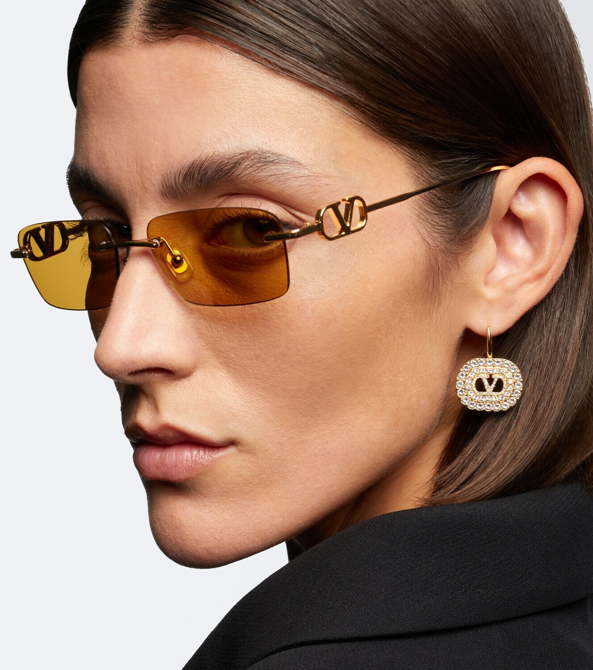 Valentino Bejewelled VLogo rectangular sunglasses