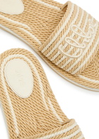 Chloe Sand Striped Woven Sliders White
