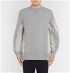 Sacai - Oversized Nylon-Panelled Loopback Cotton-Blend Jersey Sweatshirt - Gray