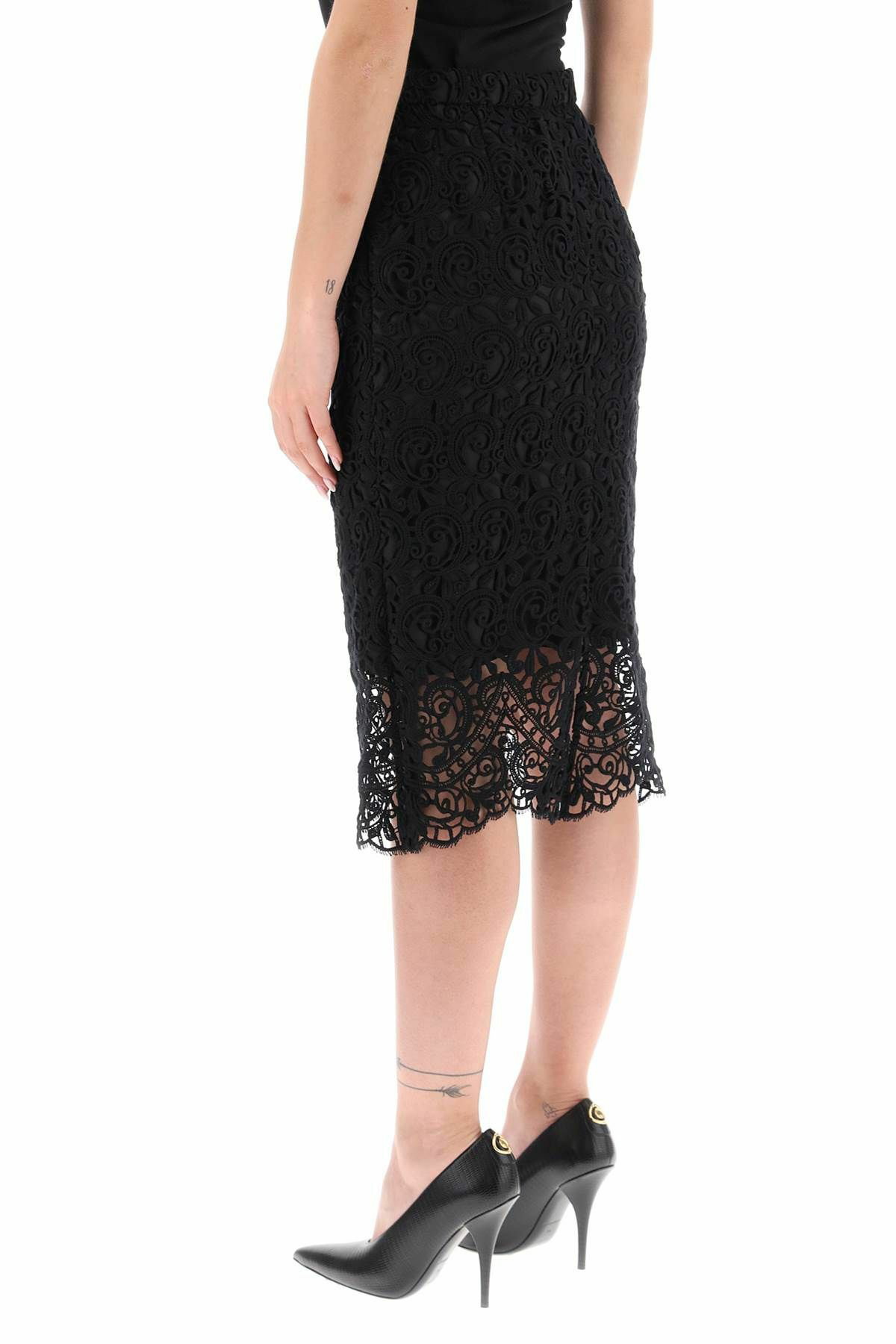 BURBERRY macrame lace pencil skirt Black Burberry