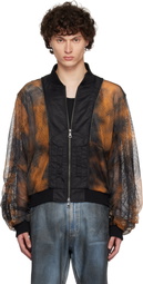 Andersson Bell Black & Orange Double Layer Mesh Bomber Jacket