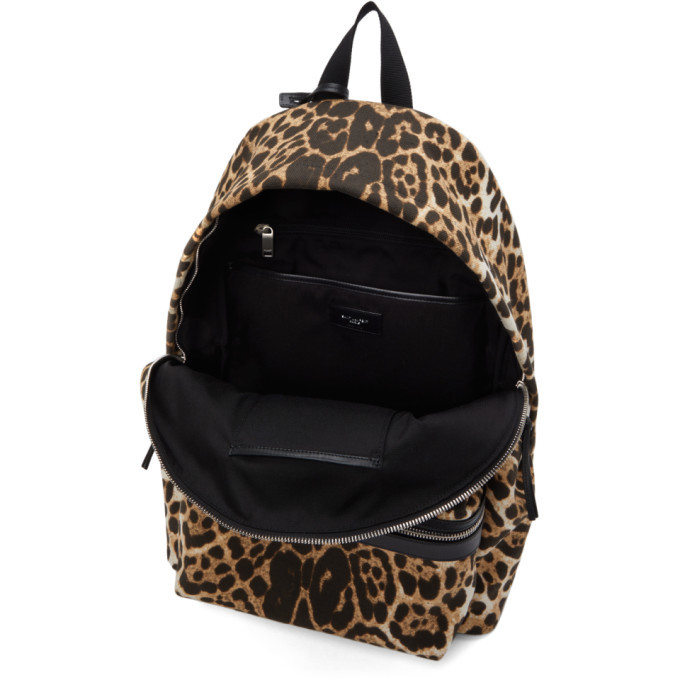Saint Laurent Beige and Black Leopard Print City Backpack  display picture 2