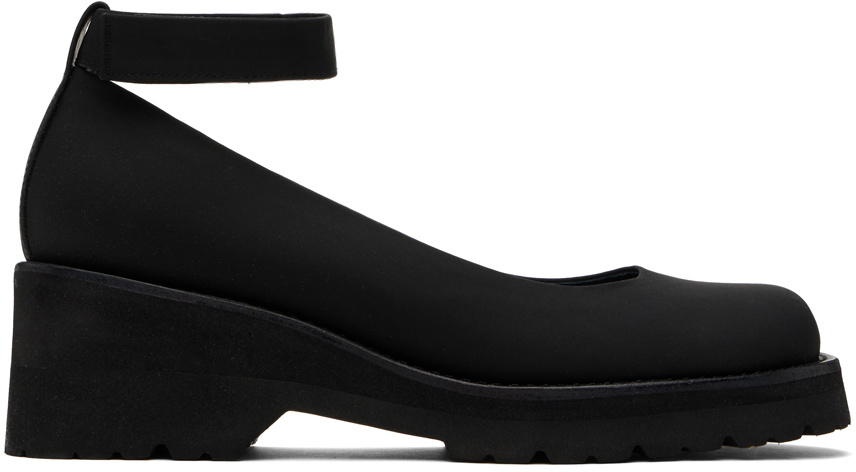 AMOMENTO Black Round Toe Strap Ballerina Flats